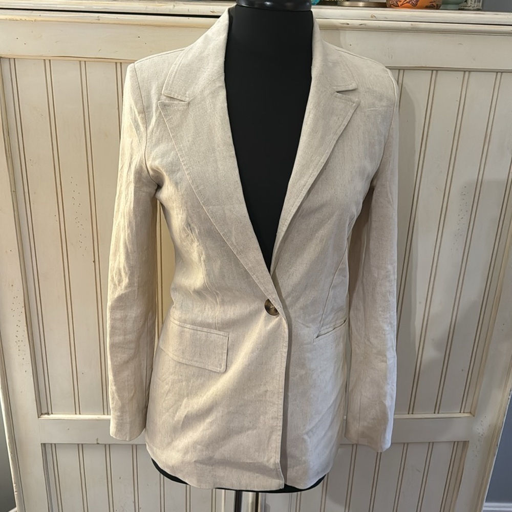 Anthropologie Avec Les Filles Classic Linen Business Casual Blazer - Picture 5 of 11
